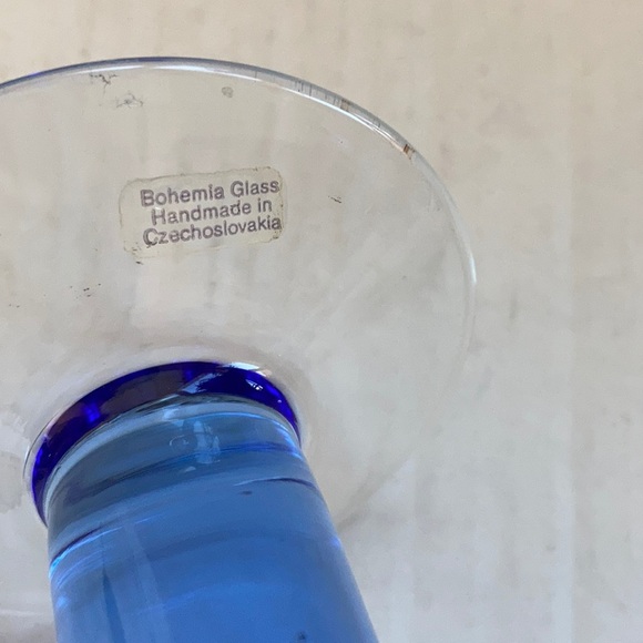 Bohemia Glass Czech blue candlestick - Picture 3 of 11